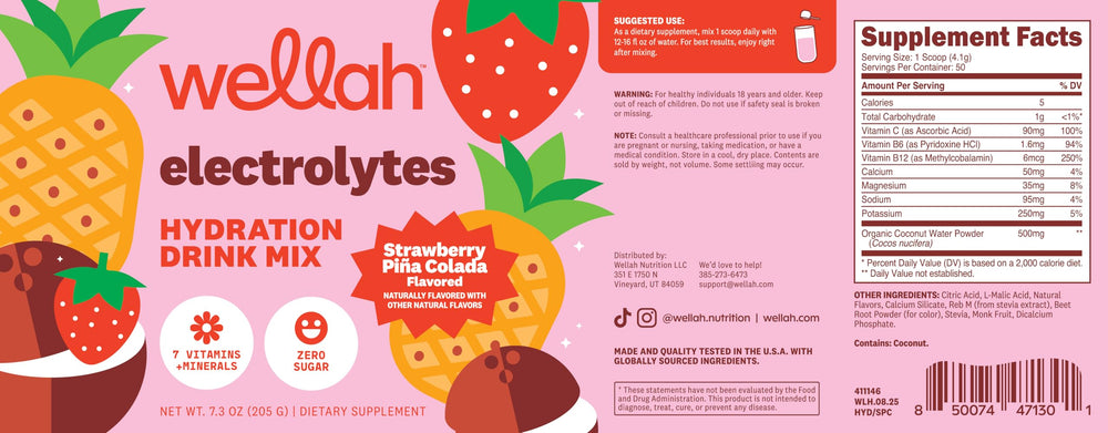 Wellah Electrolytes Powder on-the-go pack ideal for workouts and travel hydration.