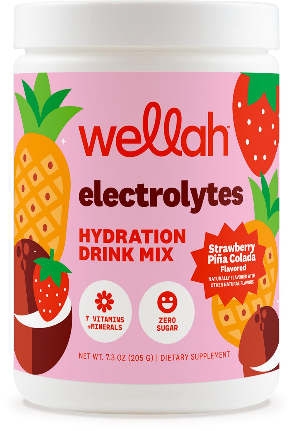 Wellah Electrolytes Powder Strawberry Pina Colada 50 Servings tub