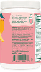 Close-up of greens blend ingredients including spirulina, sea kelp, broccoli