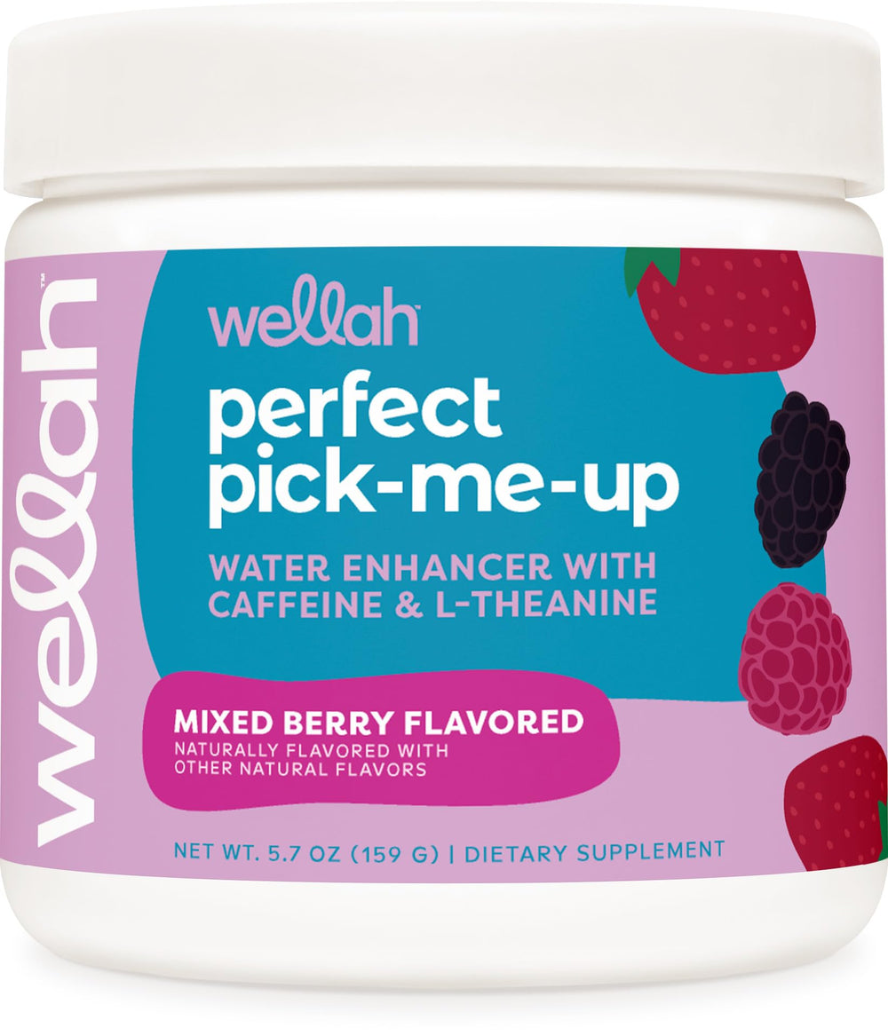 Wellah Perfect Pick-Me-Up mixed berry tub — convenient energy boost for busy mornings.