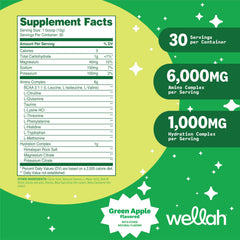 Wellah So Long Soreness BCAA Green Apple glass with ready-to-drink mix