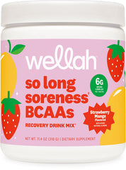 Wellah So Long Soreness BCAA Powder Strawberry Mango flavor container - 30 servings