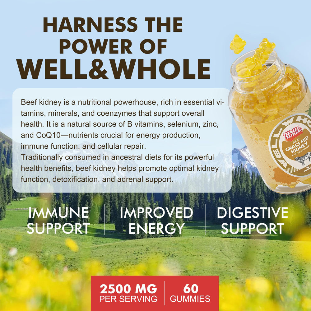 Mango-flavored kidney gummies naturally sweetened with stevia and turmeric color