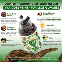 Illustration of leg circulation and vein support gummies.