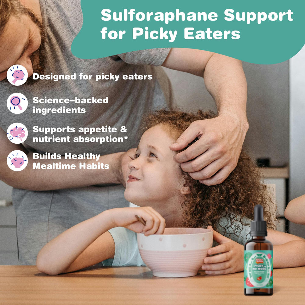 Dropper dispensing sulforaphane liquid for kids