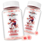 Wellcatcher ADK+B12 Gummies raspberry flavor front view