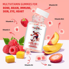 Sugar-free vegan Wellcatcher ADK+B12 Gummies package label