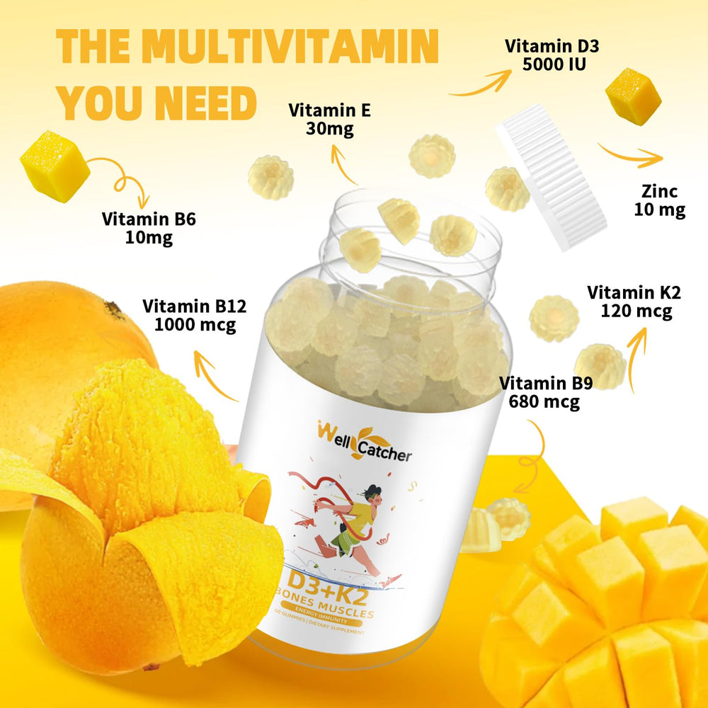 Two Wellcatcher D3 K2 gummy bottles indicating 2-pack