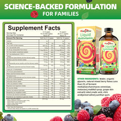 Close-up of Wellcatcher liquid multivitamin bottle