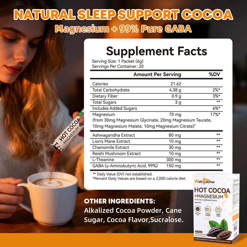 Single-serve sachets of Wellcatcher nighttime cocoa