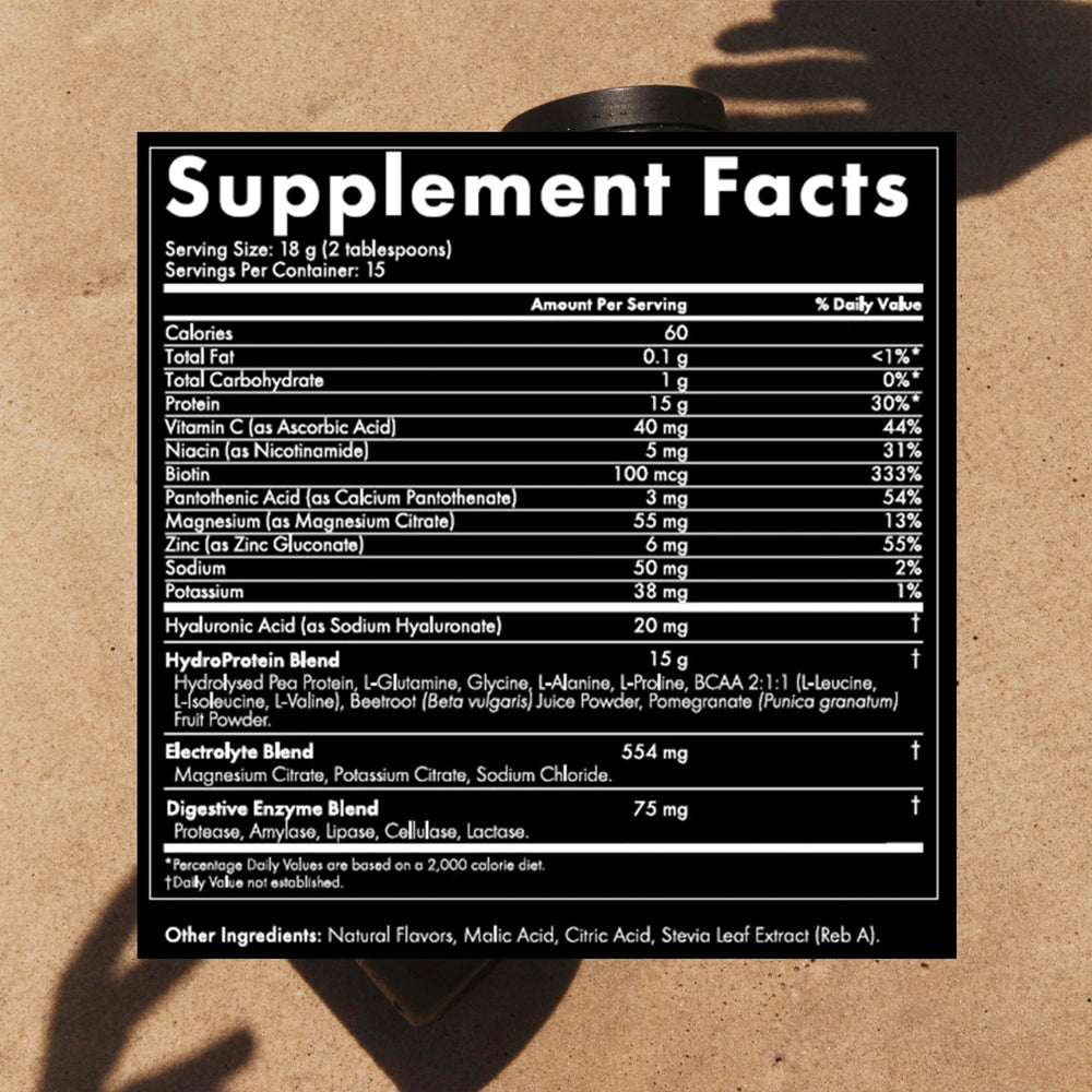 Wellco HydroProtein Elixir pour-glass demonstrates quick mixing and refreshing hydration.