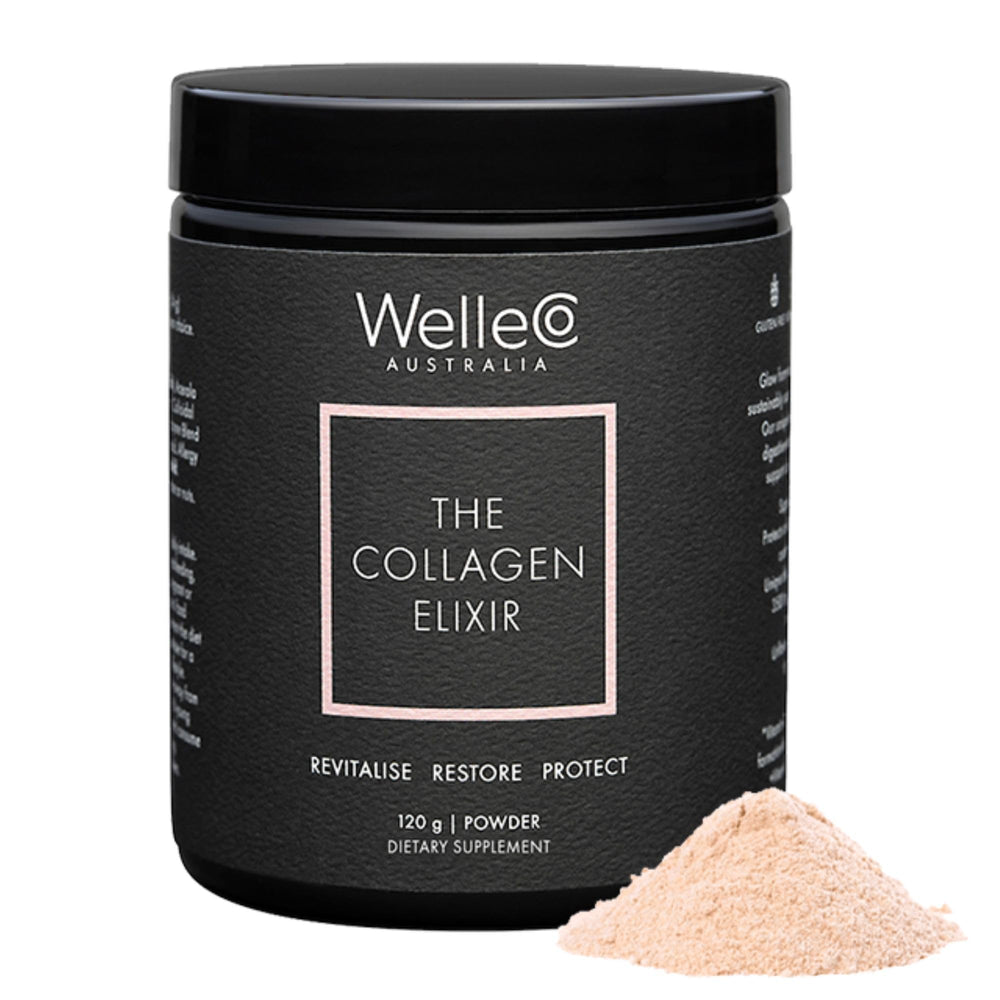 Front packaging of WelleCo The Collagen Elixir.