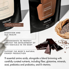 WelleCo organic sprouted brown rice and pea blend ingredients.