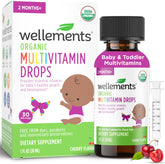Wellements Organic Baby Multivitamin Drops cherry flavor bottle