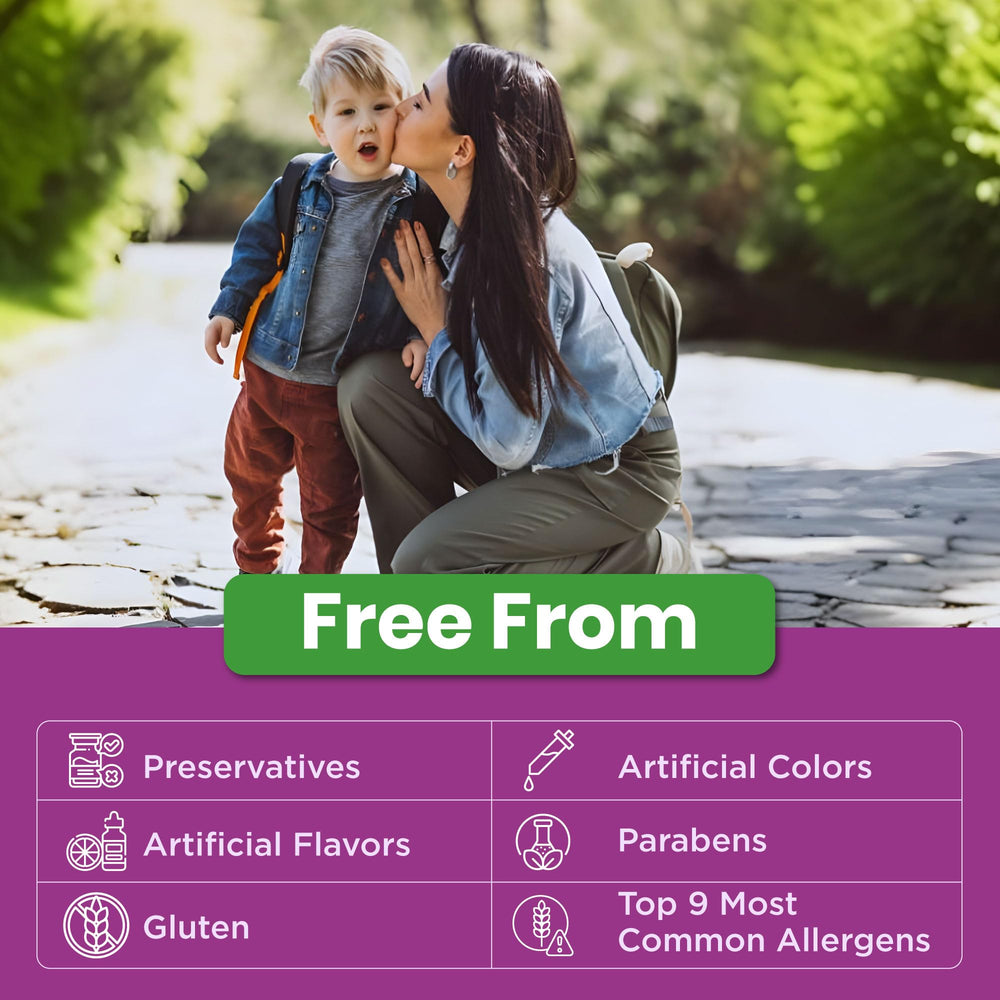 Product box with allergen-free and no artificial colors/flavors notes