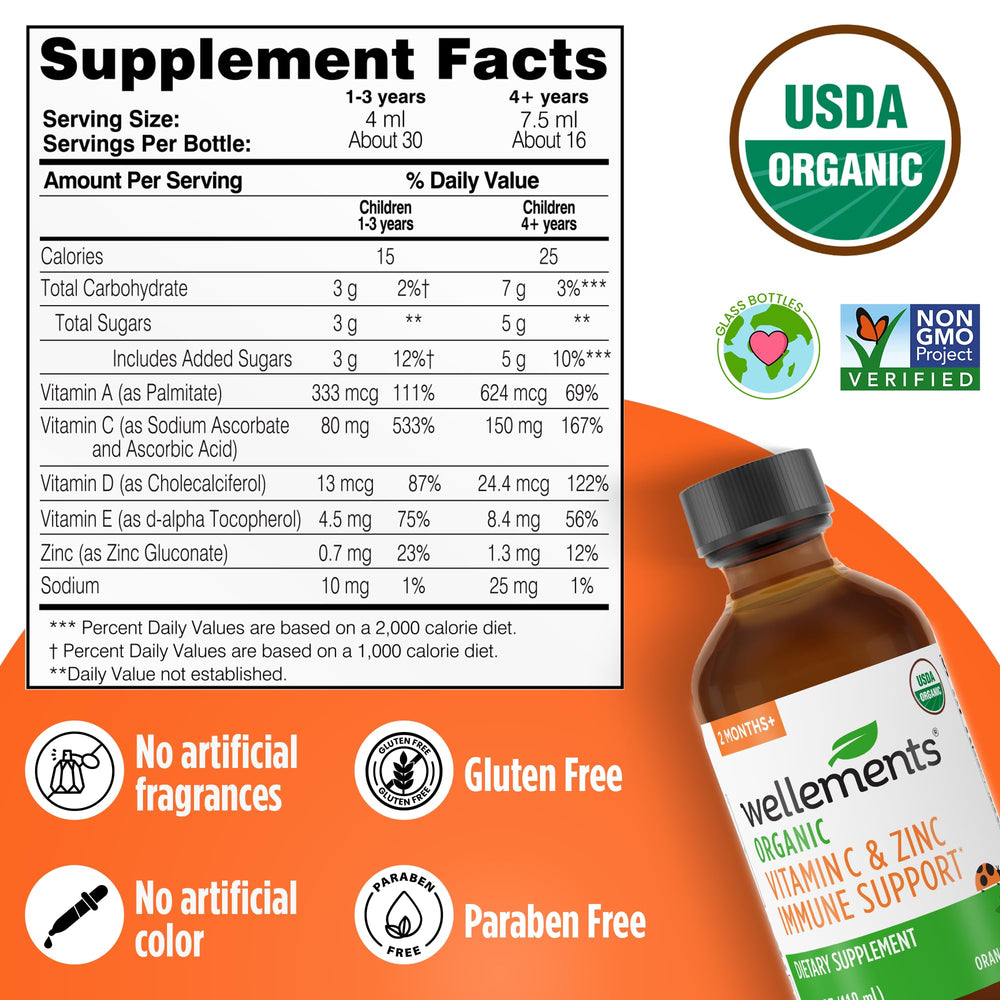 Ingredients of Wellements Organic Immune Support for kids