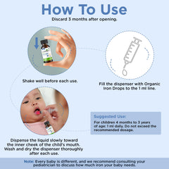 USDA Organic glass bottle of Wellements Iron Drops