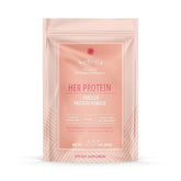 Wellena Her Protein bottle front highlights a dairy-free, midlife-friendly protein.