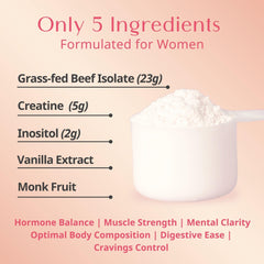 Wellena Her Protein ingredients panel lists beef isolate, creatine, inositol, vanilla, monkfruit.