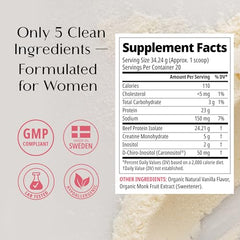 Wellena Her Protein label and ingredients emphasize a 5-clean-ingredient, allergen-free formula.