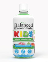 Front view of Wellgenix Balanced Essentials Liquid Kids Vitamin Berry flavor bottle