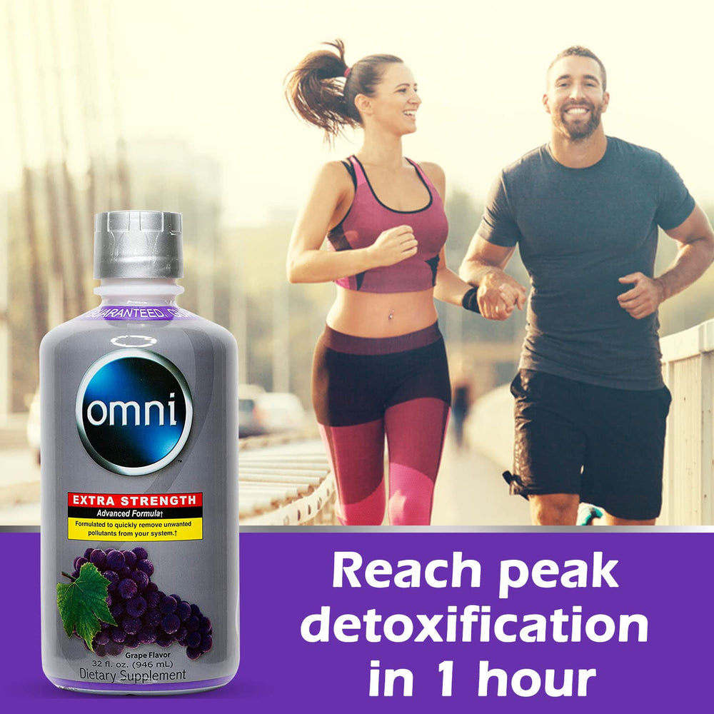 Wellgenix Omni Cleansing Drink 32oz packaging emphasizes convenient one-hour detox potential