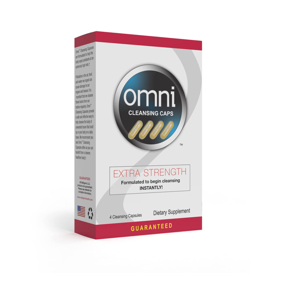 Wellgenix Omni Herbal Detox Capsules bottle and capsules arranged