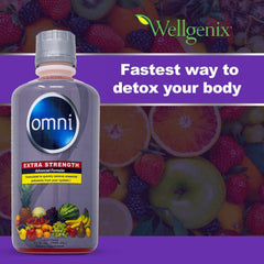 Wellgenix Omni Cleansing Drink fruit punch glass evokes refreshing detox ritual.