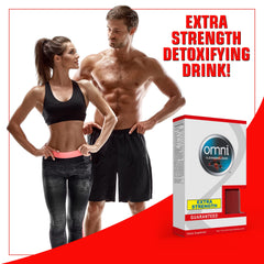 Close-up of Omni Detox Drink label showing Fruit Punch flavor