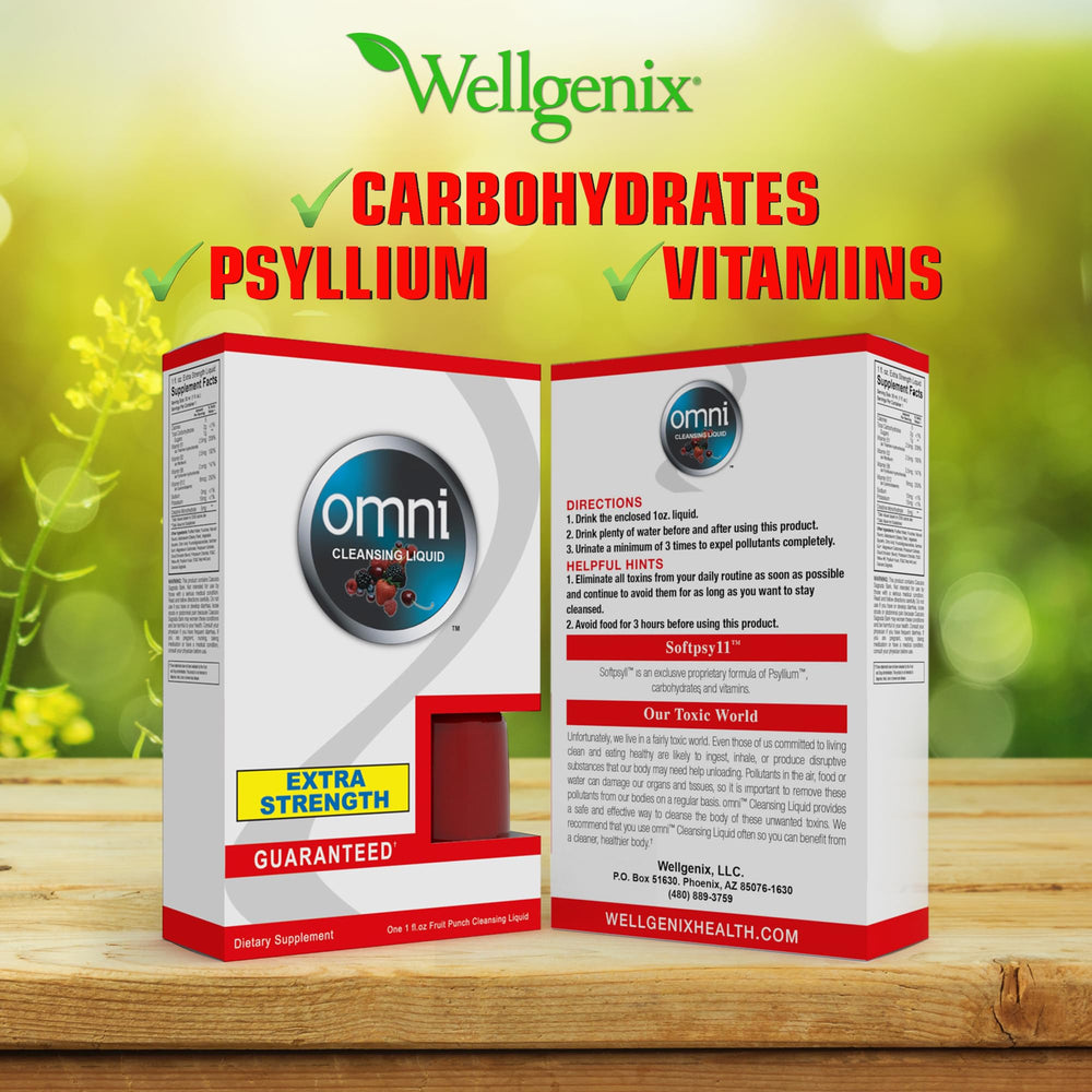 1oz bottle next to a shot glass for quick detox