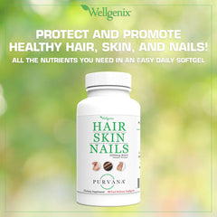 Graphic showing key Purvana ingredients: DMAE, MSM, Horsetail, Grape Seed Extract