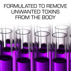 Wellgenix Strip NC 32 oz bottle on glass with grape cleanse.