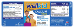 Back label details and dosage information of Wellkid Calcium Liquid