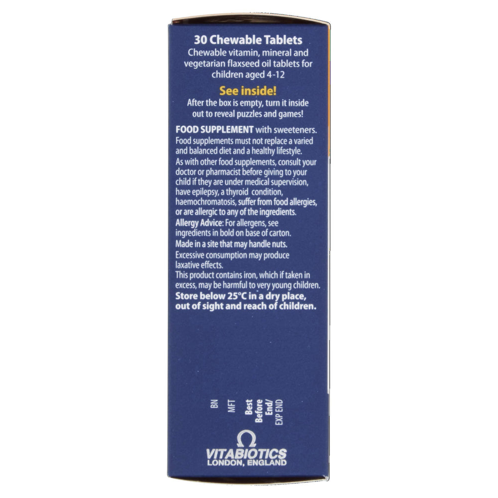 Wellkid Chewable Tablets packaging back with nutritional information