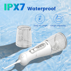 WellLeo flosser shown with IPX7 waterproof design for shower use