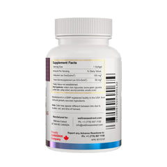Close-up of CoQ10 Ubiquinol active ingredient text on BioQuinol packaging