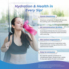 A Wellness Extract H2 tablet dissolving in 480 ml of water reaching 8 ppm