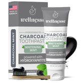 Wellnesse Activated Charcoal Toothpaste with mint flavor in tube