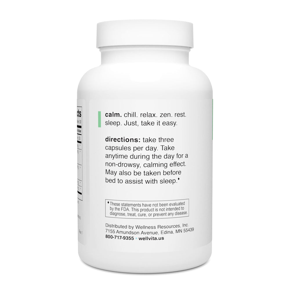 Close-up of Well+vita Calm ingredients including L-theanine