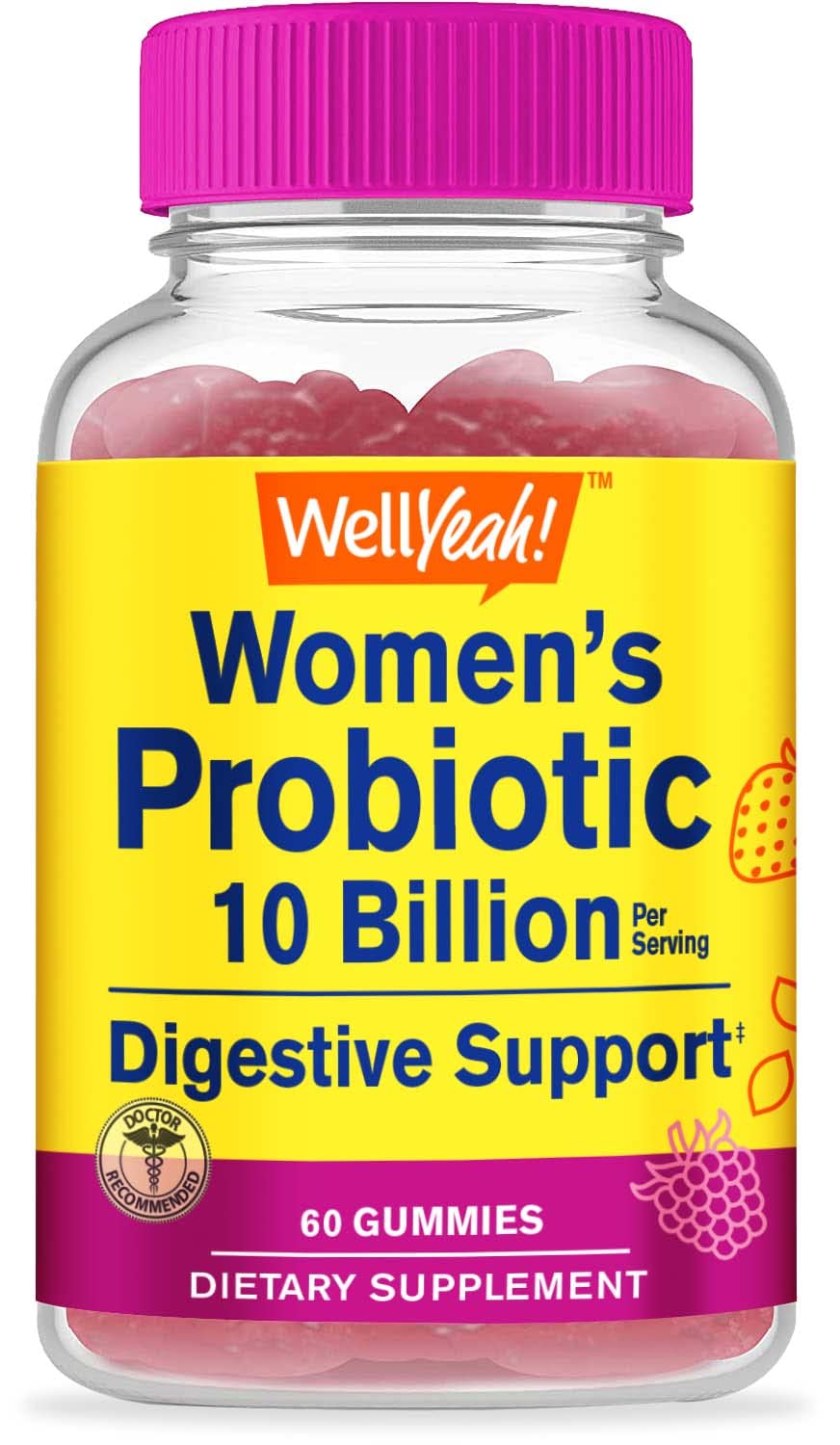 Front view of WellYeah Probiotics for Women Gummies bottle