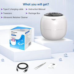Travel-friendly compact ultrasonic cleaner in white
