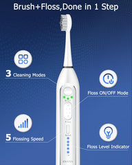 Contents include toothbrush, water reservoir, replacement heads, manual, case, and charger