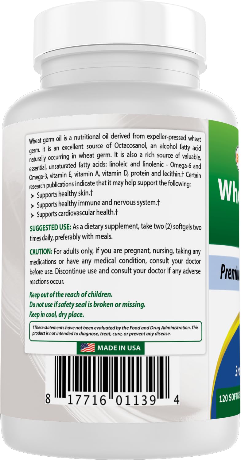Close-up of bottle label showing 120 softgels per bottle