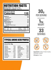 Nutrition facts showing 30g protein per serving