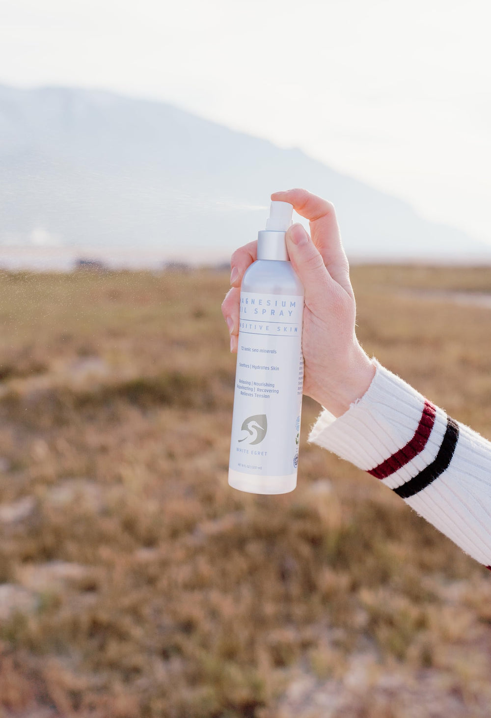 Close-up of the floral fragrance of White Egret Magnesium Oil Spray
