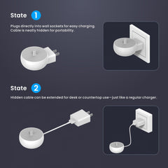 White sleek charger blending with bathroom decor