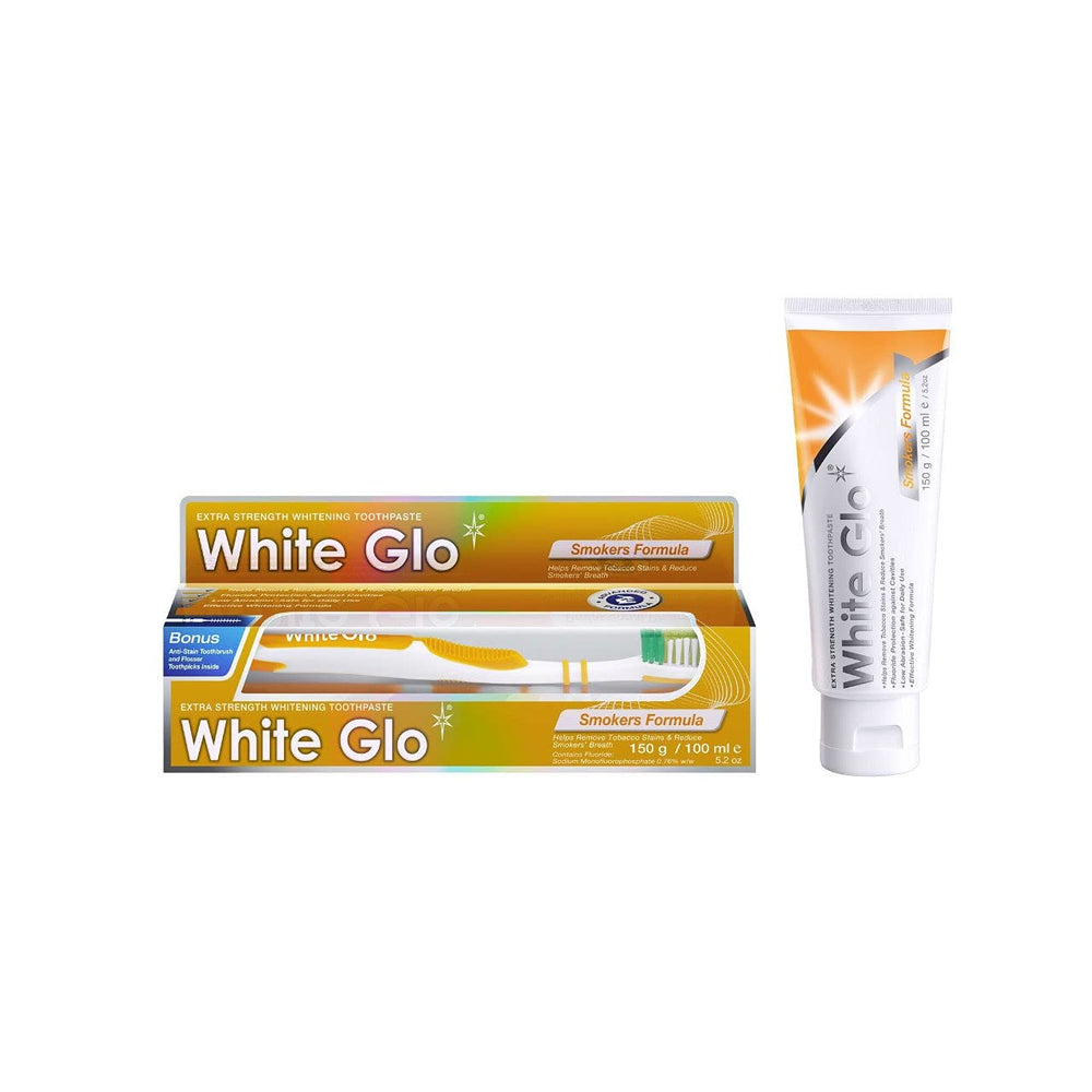 Close-up of White Glo Smokers Formula toothpaste texture