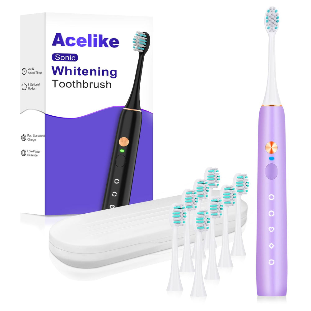 Front view of Whitening Electric Toothbrush in purple