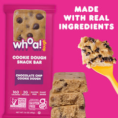 Whoa Dough brownie batter bar delivers rich chocolatey treat in a compact bar.