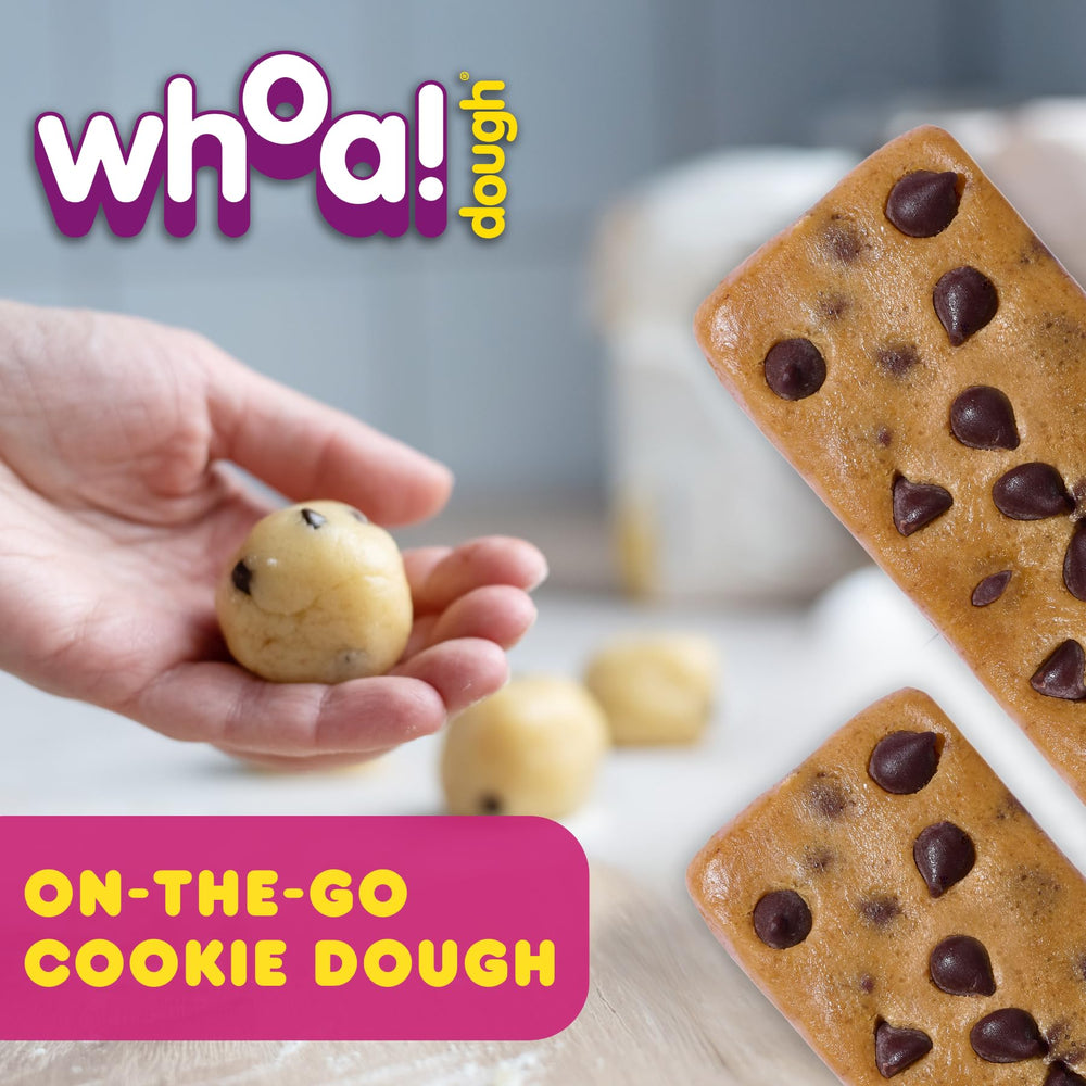 Whoa Dough bar on-the-go image highlights snack anytime, anywhere.
